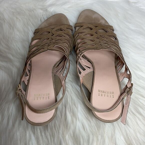 Stuart Weitzman Tan Suede Platform Sandals Sz 7.5 - Picture 3 of 6